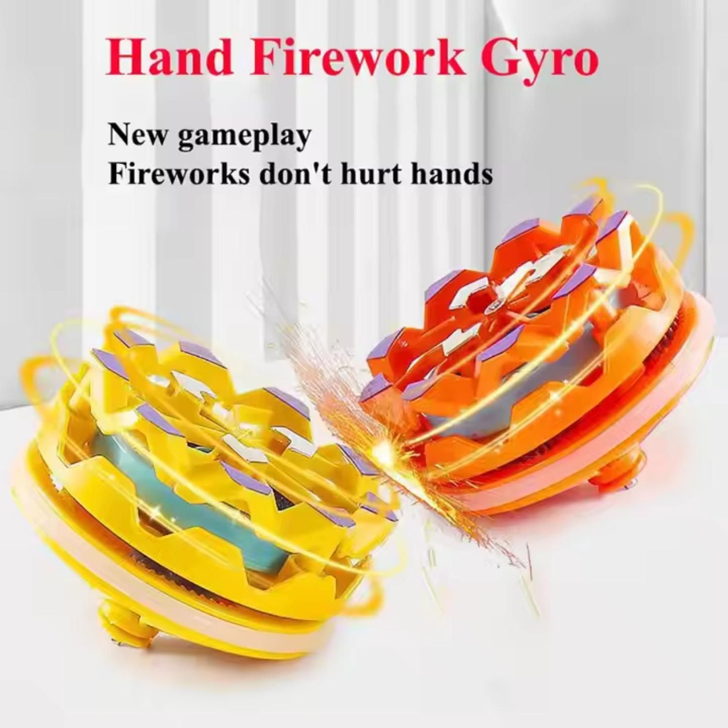 Unisex Handheld Plastic Fireworks Gyros Toy Flaming Luminous Spinning Toy Kids Boys Battle Exploding Spin Decompression Toy