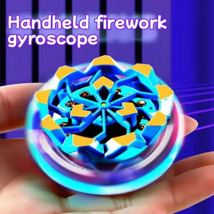 Unisex Handheld Plastic Fireworks Gyros Toy Flaming Luminous Spinning Toy Kids Boys Battle Exploding Spin Decompression Toy