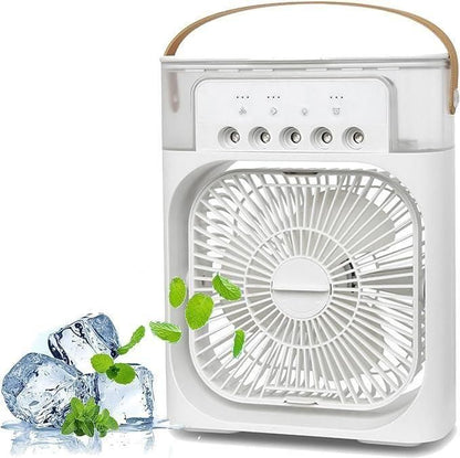 3-in-1 Multifunction USB Air Cooler Fan – Portable Mist Spray Fan & Humidifier with Ice Cooling Technology for Home/Office
